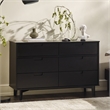 Pemberly Row 6-Drawer Groove Handle Solid Wood Dresser - Black