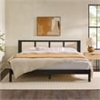 Pemberly Row Solid Wood Rattan Headboard King Bedframe - Black