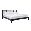 Pemberly Row Solid Wood Rattan Headboard King Bedframe - Black