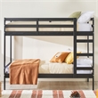Pemberly Row Twin Over Twin Simple Solid Wood Bunk Bed - Black