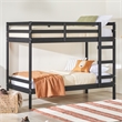 Pemberly Row Twin Over Twin Simple Solid Wood Bunk Bed - Black