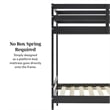 Pemberly Row Twin Over Twin Simple Solid Wood Bunk Bed - Black
