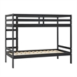 Pemberly Row Twin Over Twin Simple Solid Wood Bunk Bed - Black