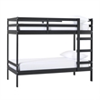 Pemberly Row Twin Over Twin Simple Solid Wood Bunk Bed - Black