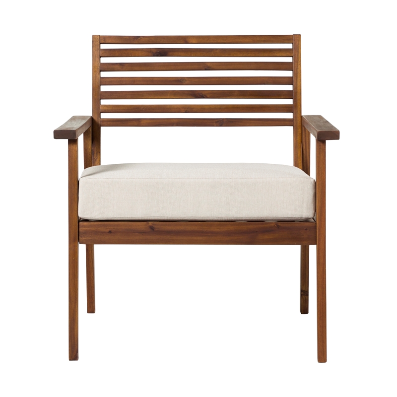 Pemberly Row Modern Solid Wood Outdoor Club Chair - Dark Brown