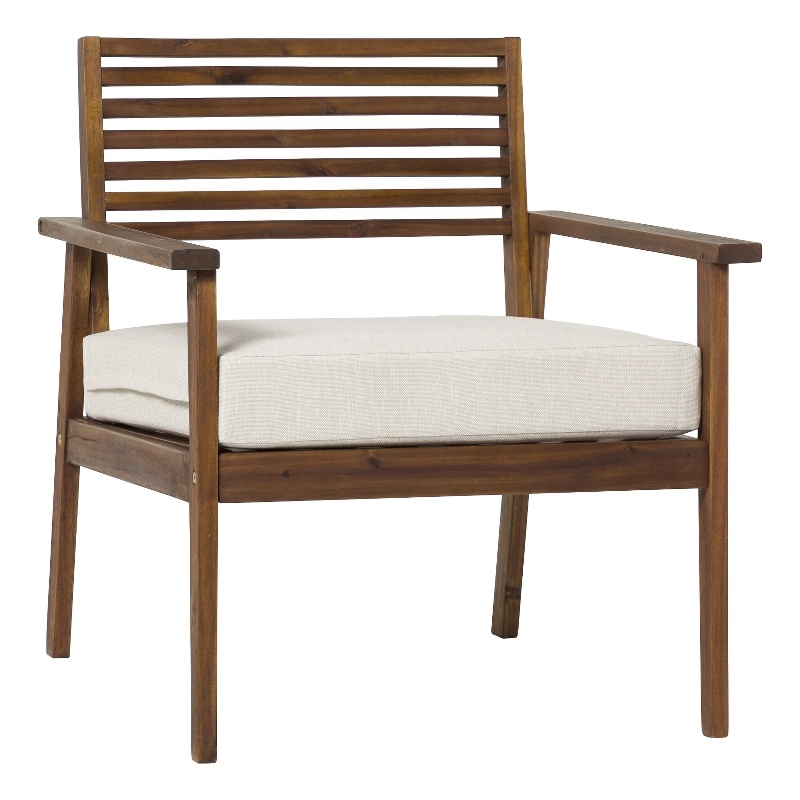 Pemberly Row Modern Solid Wood Outdoor Club Chair - Dark Brown