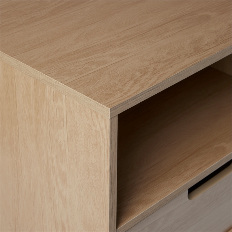 Pemberly Row Mid-Century 1-Drawer Wood Nightstand in Oak Finish