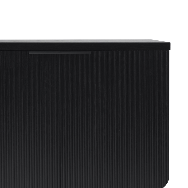 Pemberly Row 4-Door Modern Wood Sideboard with Ample Cabinet in Black