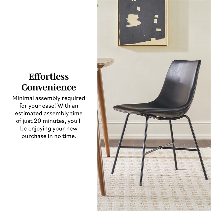 Pemberly Row Upholstered Dining Chair with Metal X Base - 2pk - Black