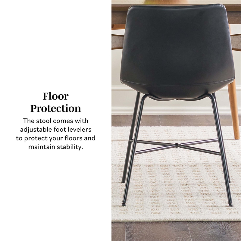 Pemberly Row Upholstered Dining Chair with Metal X Base - 2pk - Black