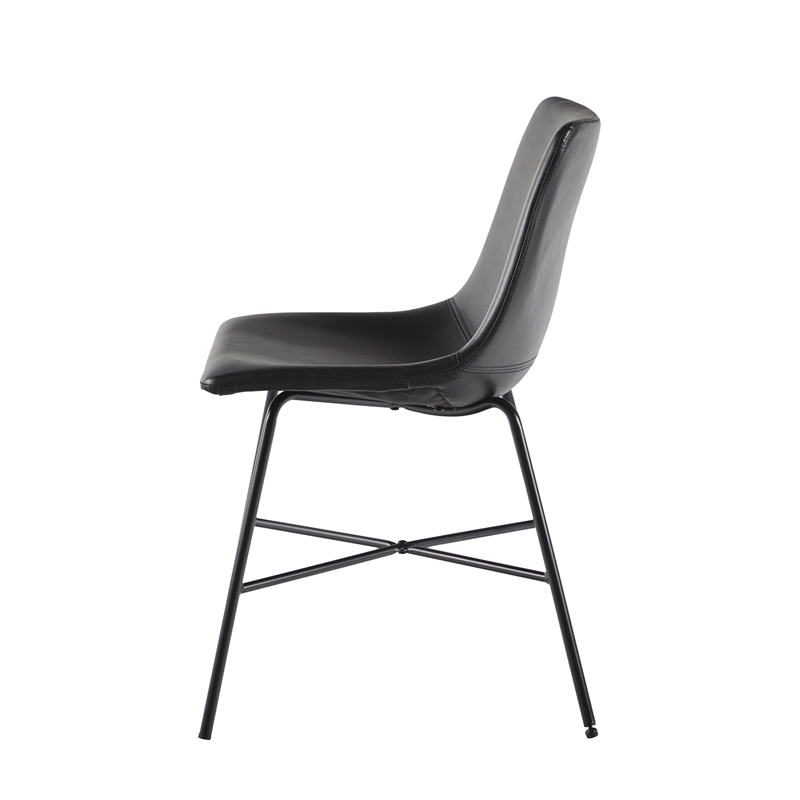 Pemberly Row Upholstered Dining Chair with Metal X Base - 2pk - Black