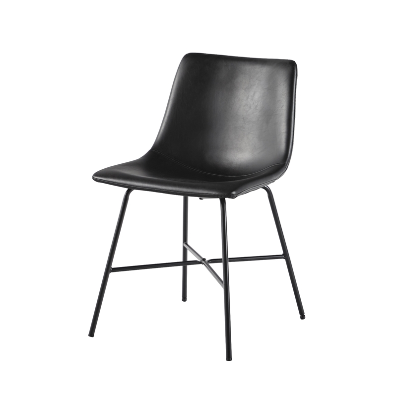 Pemberly Row Upholstered Dining Chair with Metal X Base - 2pk - Black