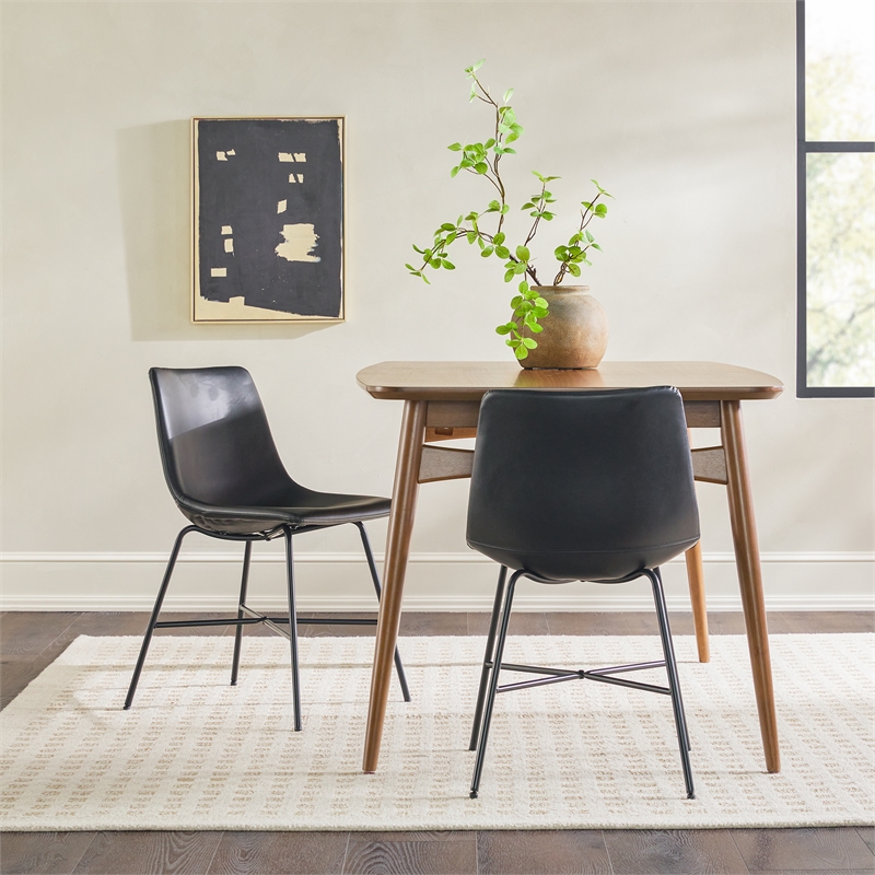 Pemberly Row Upholstered Dining Chair with Metal X Base - 2pk - Black