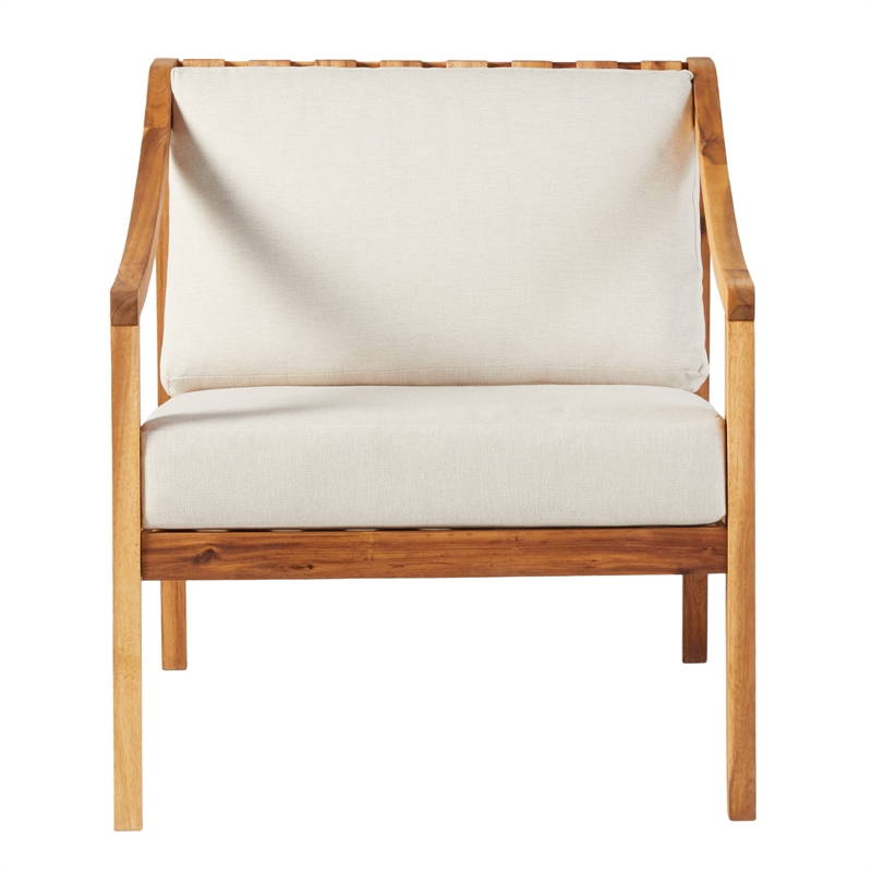 Pemberly Row Modern Solid Wood Outdoor Curved Arm Club Chair - Natural