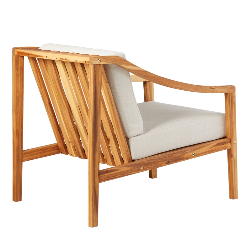 Pemberly Row Modern Solid Wood Outdoor Curved Arm Club Chair - Natural