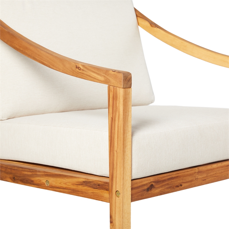 Pemberly Row Modern Solid Wood Outdoor Curved Arm Club Chair - Natural