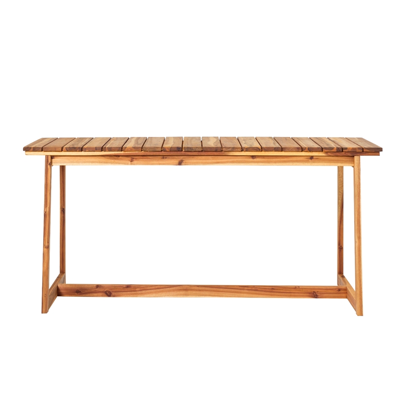 Pemberly Row Modern Solid Wood Outdoor Slat-Top Dining Table - Natural