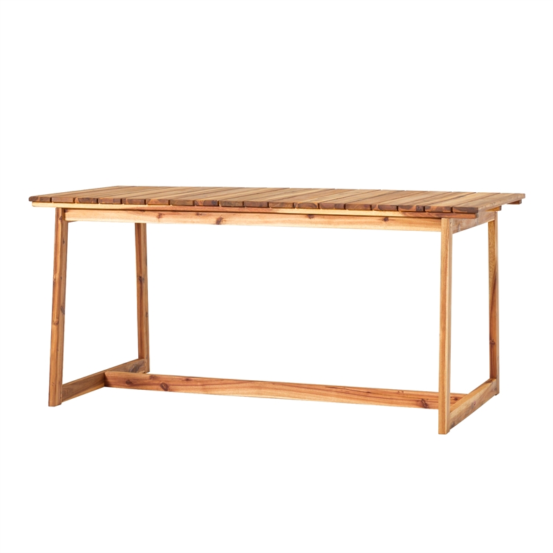 Pemberly Row Modern Solid Wood Outdoor Slat-Top Dining Table - Natural