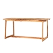Pemberly Row Modern Solid Wood Outdoor Slat-Top Dining Table - Natural