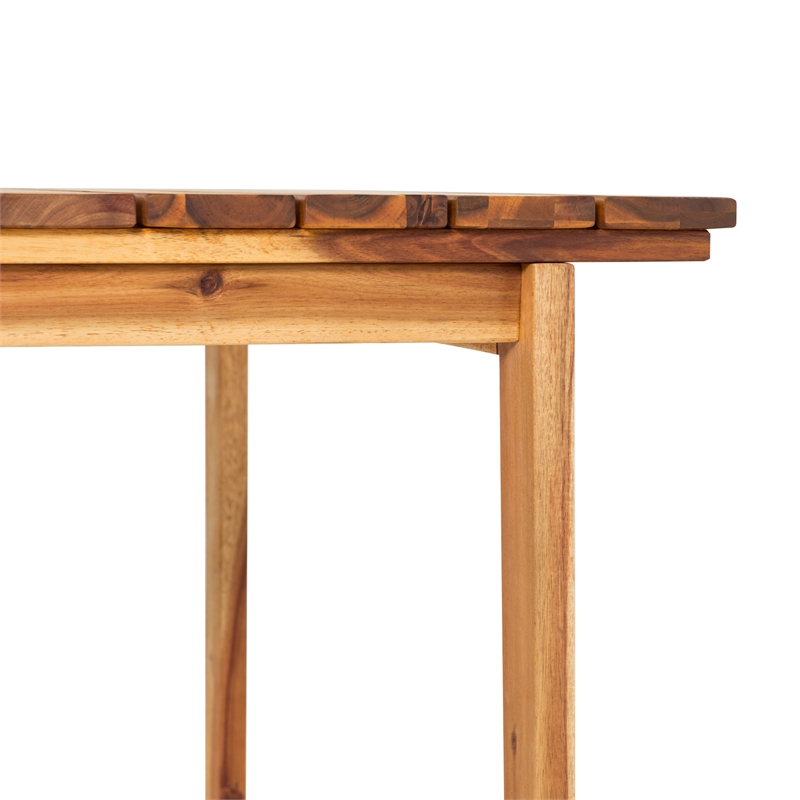 Pemberly Row Modern Solid Wood Outdoor Slat-Top Dining Table - Natural