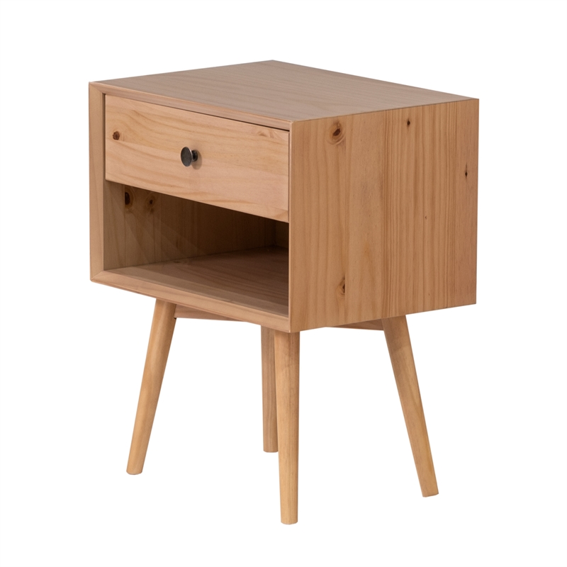 Pemberly Row 1-Drawer Mid-Century Solid Wood Nightstand - Natural Pine
