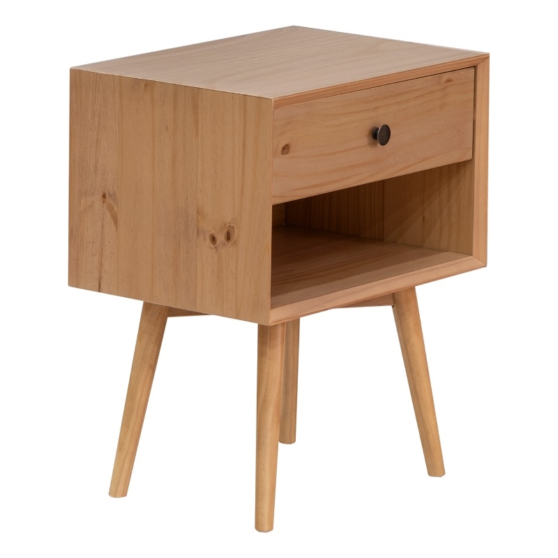 Pemberly Row 1-Drawer Mid-Century Solid Wood Nightstand - Natural Pine