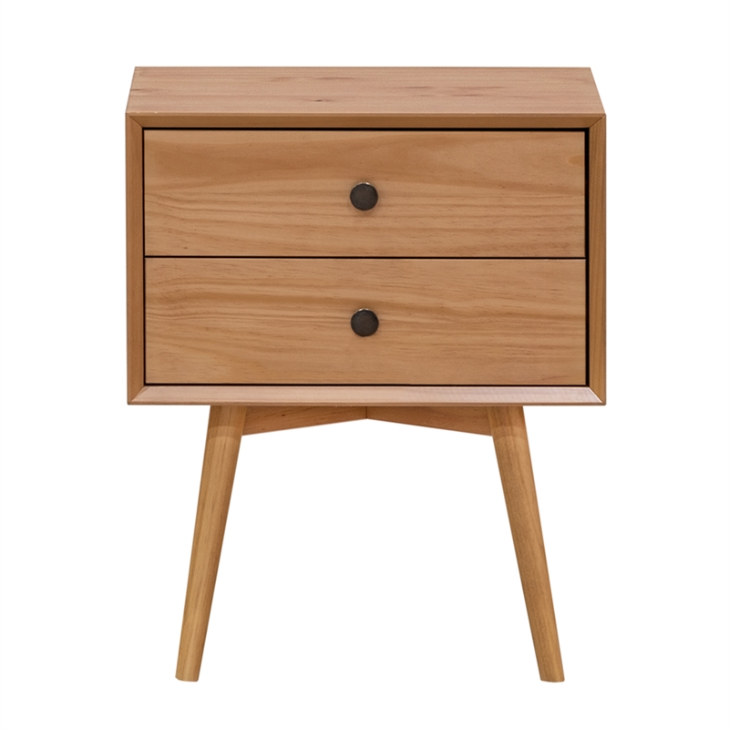 Pemberly Row 2-Drawer Mid-Century Solid Wood Nightstand - Natural Pine