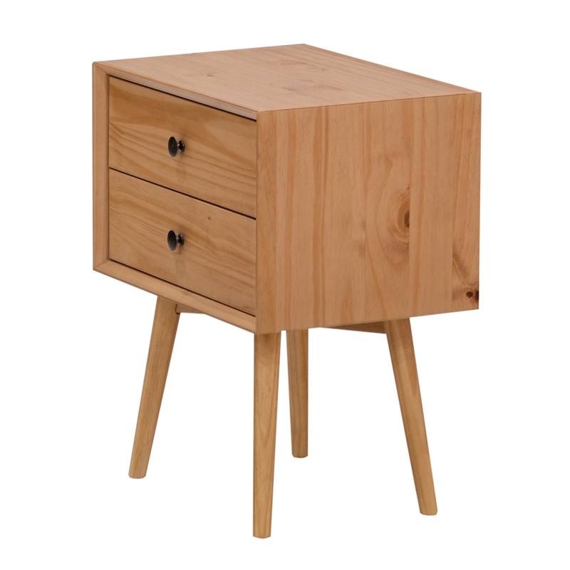 Pemberly Row 2-Drawer Mid-Century Solid Wood Nightstand - Natural Pine