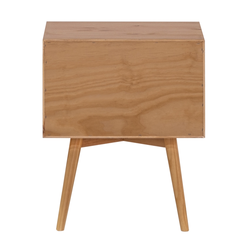Pemberly Row 2-Drawer Mid-Century Solid Wood Nightstand - Natural Pine