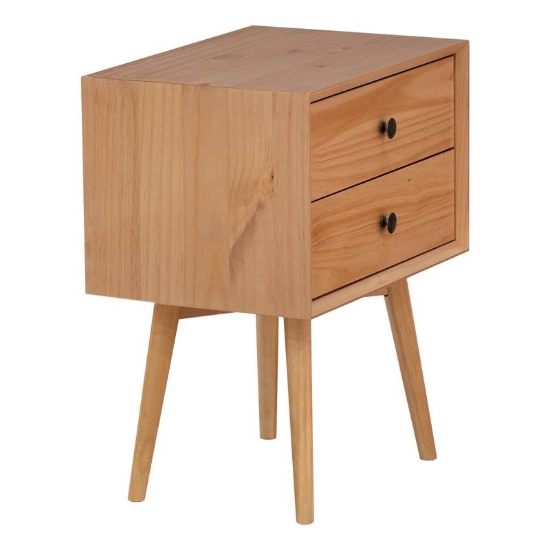 Pemberly Row 2-Drawer Mid-Century Solid Wood Nightstand - Natural Pine