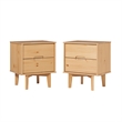 Pemberly Row 2-Drawer Groove Handle Solid Wood Nightstand - 2PK - Natural Pine