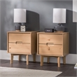 Pemberly Row 2-Drawer Groove Handle Solid Wood Nightstand - 2PK - Natural Pine