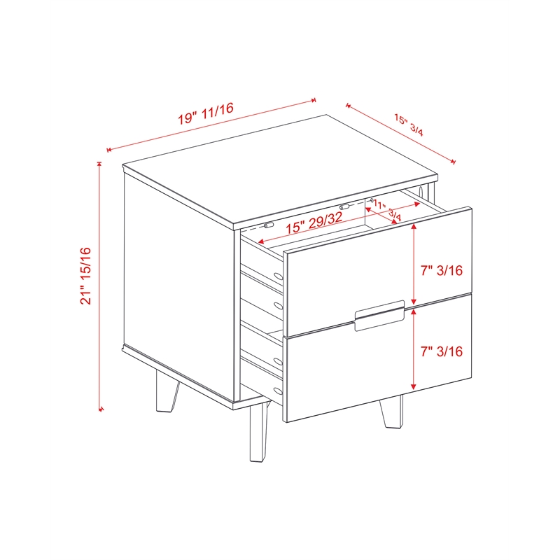 Pemberly Row 2-Drawer Groove Handle Solid Wood Nightstand - 2PK - Natural Pine