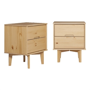 Pemberly Row 2-Drawer Groove Handle Solid Wood Nightstand - 2PK - Natural Pine