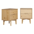 Pemberly Row 2-Drawer Groove Handle Solid Wood Nightstand - 2PK - Natural Pine
