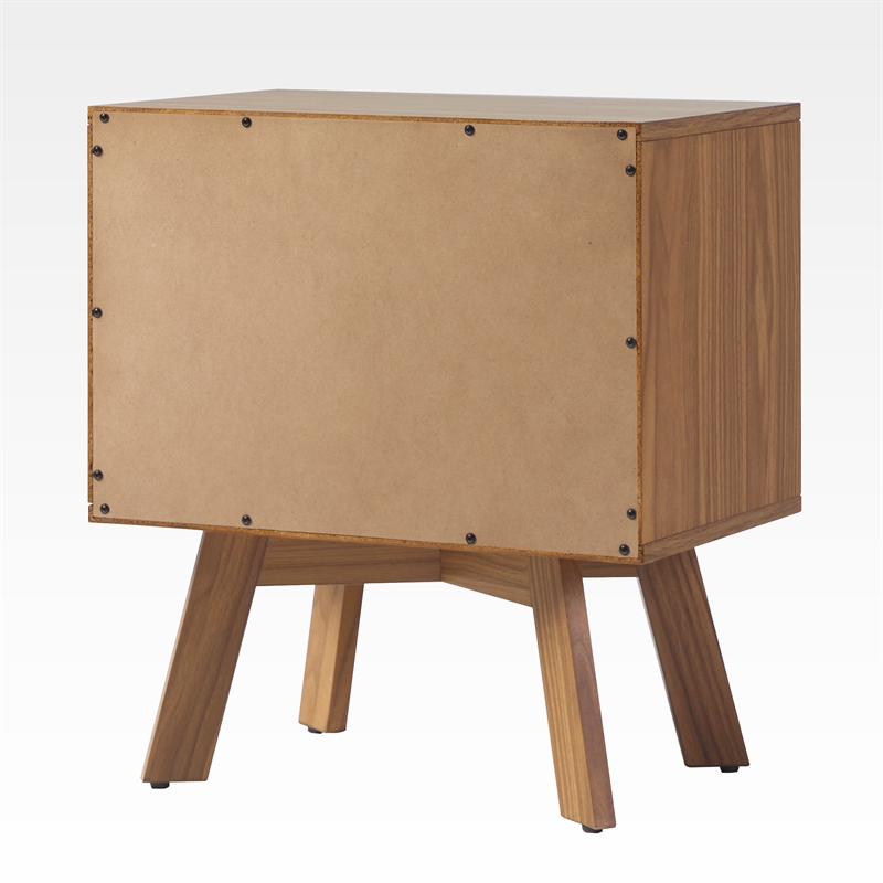 Pemberly Row 1-Drawer Mid-Century Wood Nightstand with Metal Hardware in Mocha