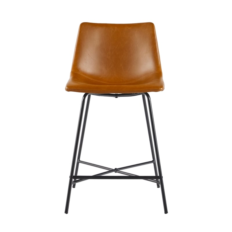 Pemberley Row Upholstered Whiskey Brown Counter Stool Rectangular High-Performance 33.18