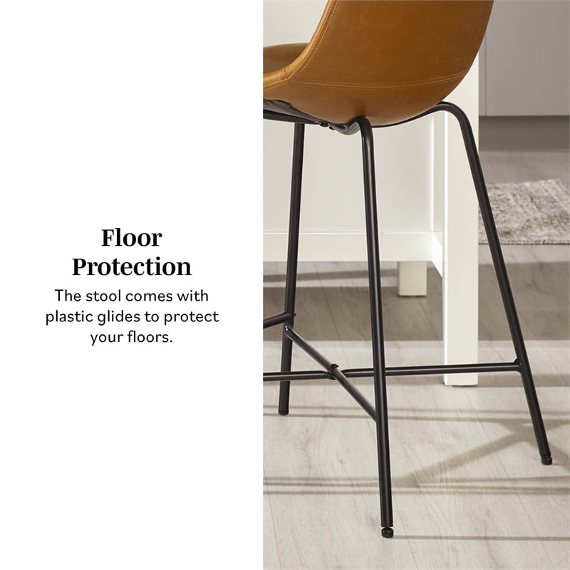 Pemberley Row Upholstered Whiskey Brown Counter Stool Rectangular High-Performance 33.18