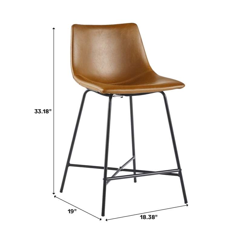 Pemberley Row Upholstered Whiskey Brown Counter Stool Rectangular High-Performance 33.18