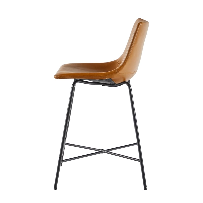 Pemberley Row Upholstered Whiskey Brown Counter Stool Rectangular High-Performance 33.18