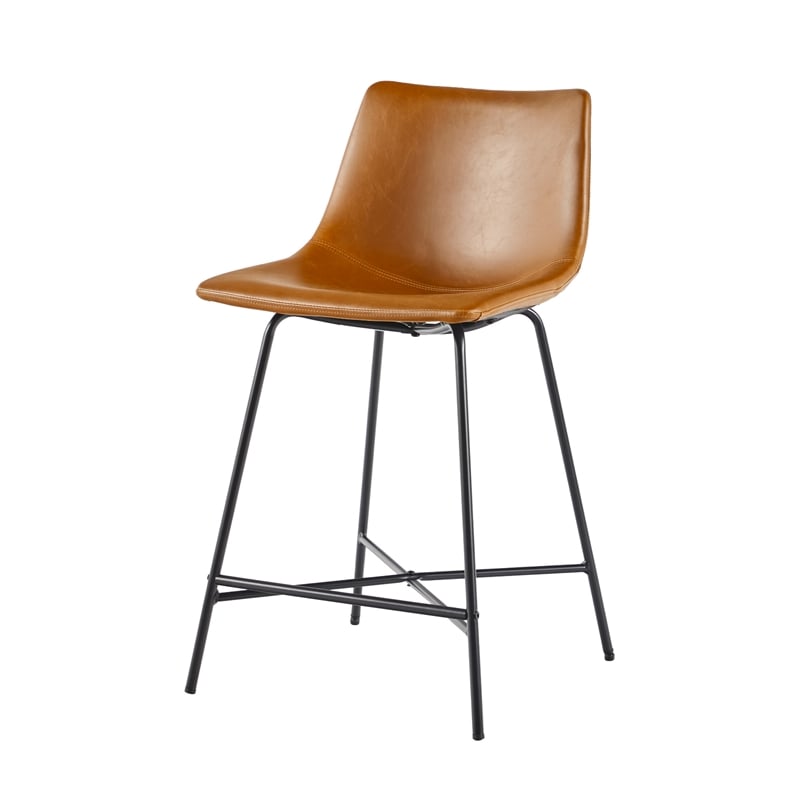 Pemberley Row Upholstered Whiskey Brown Counter Stool Rectangular High-Performance 33.18