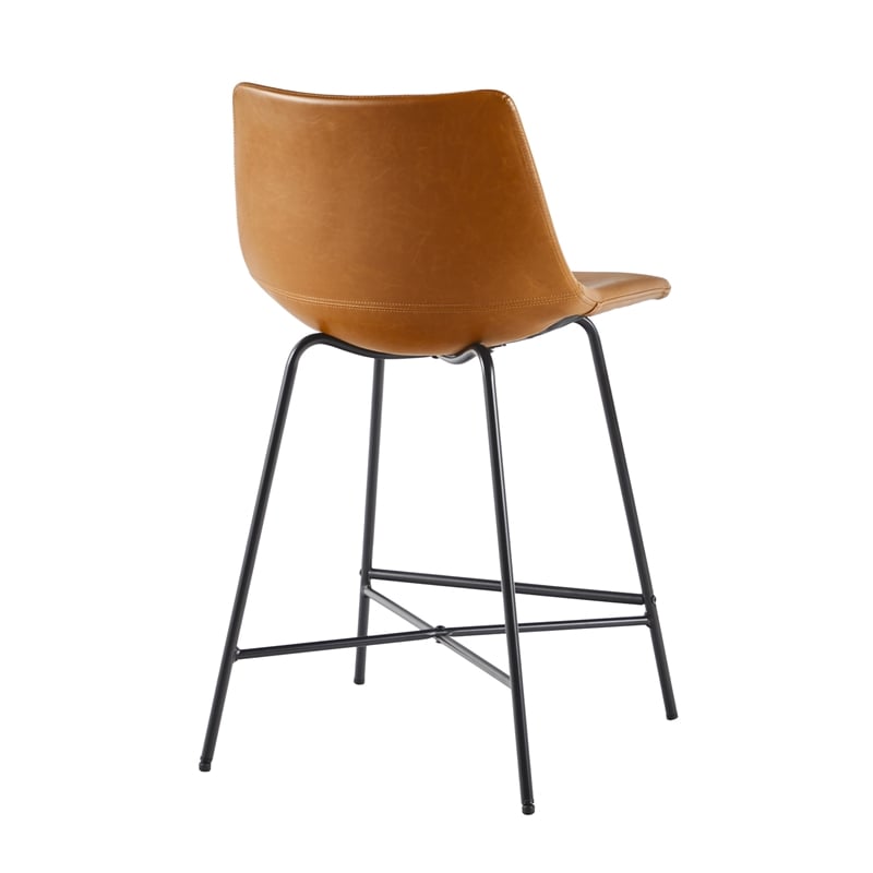 Pemberley Row Upholstered Whiskey Brown Counter Stool Rectangular High-Performance 33.18