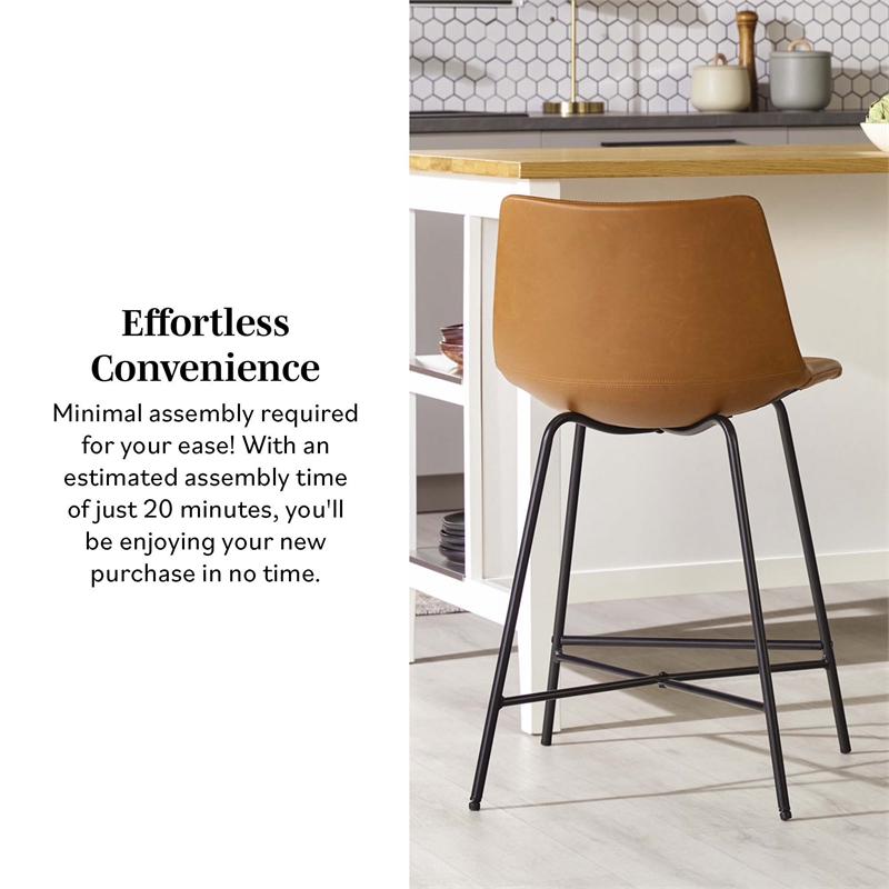 Pemberley Row Upholstered Whiskey Brown Counter Stool Rectangular High-Performance 33.18