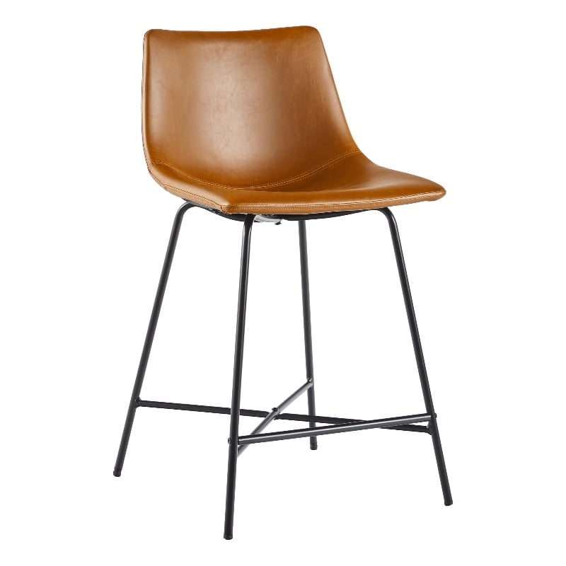 Pemberley Row Upholstered Whiskey Brown Counter Stool Rectangular High-Performance 33.18