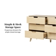 Pemberly Row Simple Wood 6 Drawer Dresser with Cut Out Handles - Riviera Beige