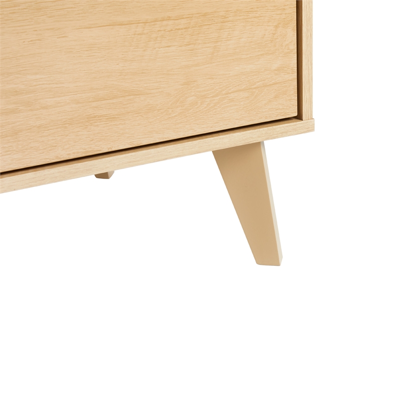 Pemberly Row Simple Wood 6 Drawer Dresser with Cut Out Handles - Riviera Beige