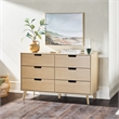 Pemberly Row Simple Wood 6 Drawer Dresser with Cut Out Handles - Riviera Beige