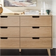 Pemberly Row Simple Wood 6 Drawer Dresser with Cut Out Handles - Riviera Beige