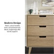 Pemberly Row Simple Wood 6 Drawer Dresser with Cut Out Handles - Riviera Beige
