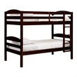 Pemberly Row Transitional Twin-over-Twin Solid Wood Bunk Bed Frame in Espresso